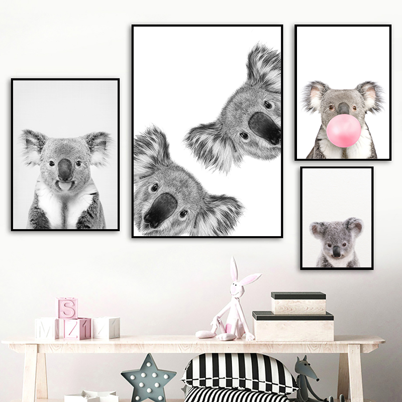 Photography Zoo - Koala-Druck, Schwarz-Weiß-Bild, Leinwandgemälde, Wildleben, Fotografie, australisches