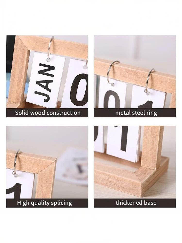 Photography Date - Holz-Ewiger Kalender mit Umblätterfunktion für Monat