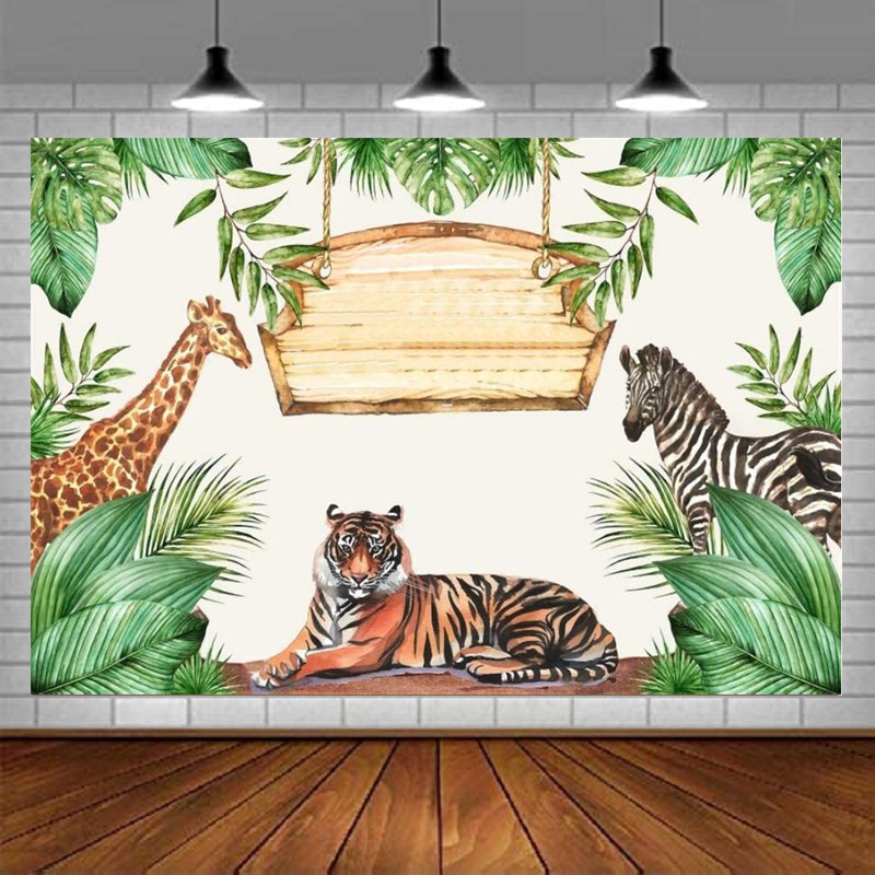 Photography Zoo - Dschungel-Safari-Fotografie-Hintergrund, Cartoon-Zoo-Tiere, Hintergrund für Jungen und