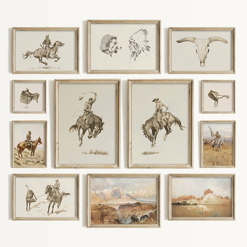 Photography Kit - Südwestlicher Cowboy-Wandkunst-Stil Vintage Western-Drucke Wohnzimmer-Dekoration Amerikanisches