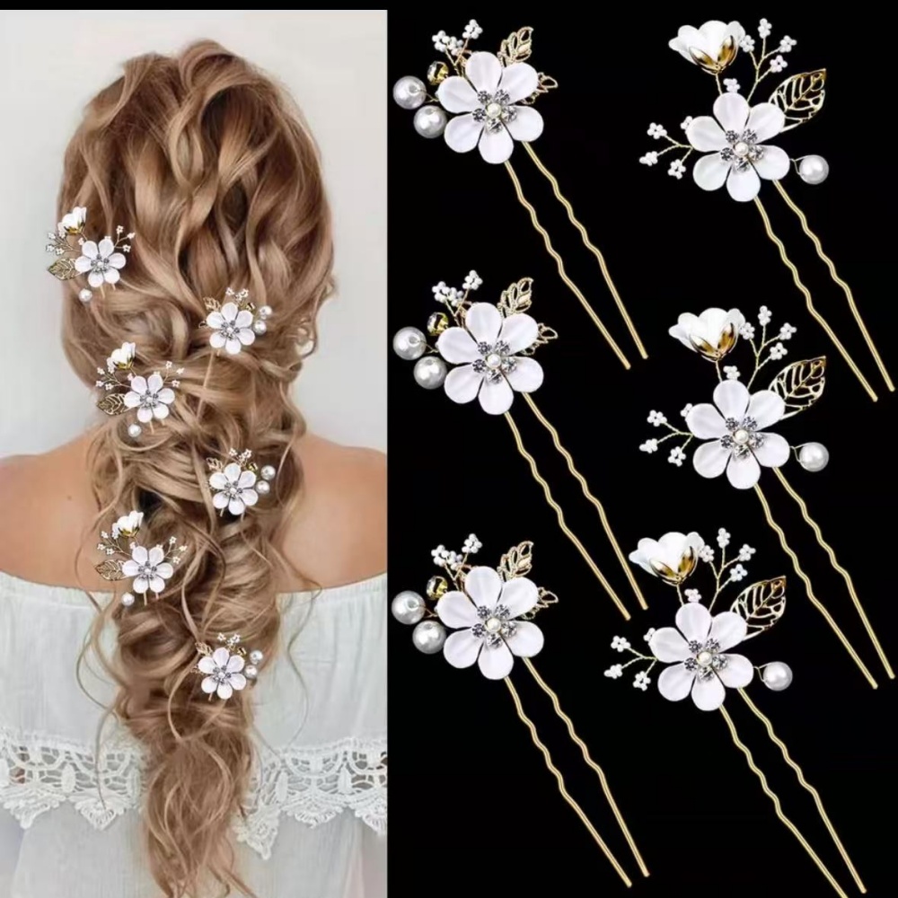 6-teiliges Blumen-Perlen-Haarn – Photography Date Bewertung und Preis